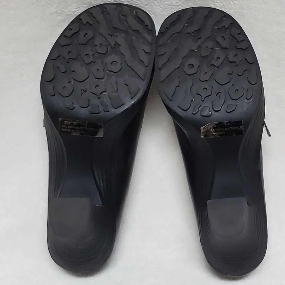 VINTAGE 90s Maurices Black Vegan Leather Platform Chunky Heel Maryjane Shoes 10